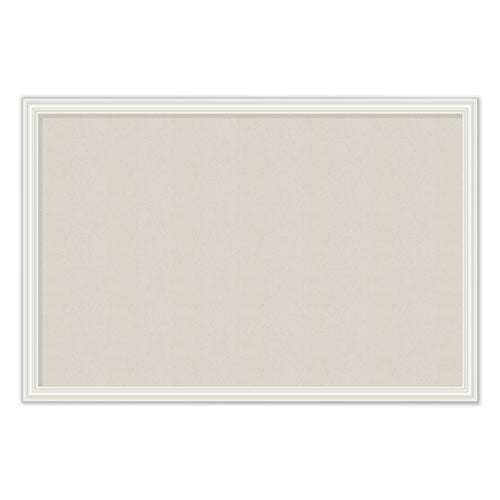 Linen Bulletin Board With Décor Frame, 30 X 20, Natural Surface, White Wood Frame