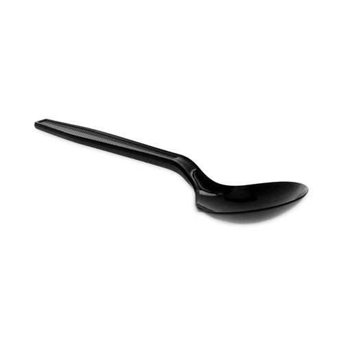 Meadoware Cutlery, Soup Spoon, Medium Heavy Weight, Black, 1,000/carton