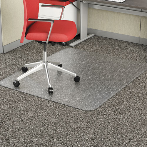 Occasional Use Studded Chair Mat For Flat Pile Carpet, 46 X 60, Rectangular, Clear