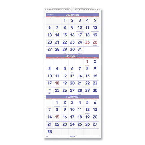 Deluxe Three-Month Reference Wall Calendar, Vertical Orientation, 12 x 27, White Sheets, 14-Month (Dec to Jan): 2023 to 2025 Deluxe Three-Month Reference Wall Calendar, Vertical Orientation, 12 x 27, White Sheets, 14-Month (Dec to Jan): 2023 to 2025