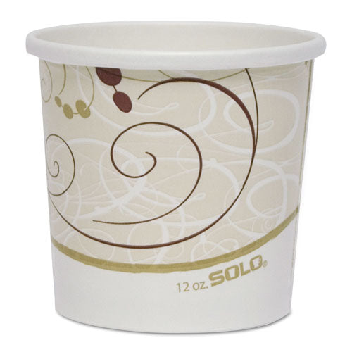 Double Poly Paper Food Containers, 12 Oz, 3.6 Diameter X 3.3 H, Symphony Design, 25/pack, 20 Packs/carton
