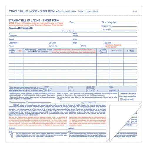 Hazardous Material Short Form, Three-part Carbonless, 7 X 8.5, 250 Forms Total