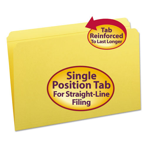 Reinforced Top Tab Colored File Folders, Straight Tabs, Legal Size, 0.75" Expansion, Yellow, 100/box