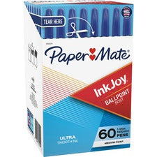 Inkjoy 50st Ballpoint Pen, Stick, Medium 1 Mm, Blue Ink, White/blue Barrel, 60/pack