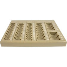 Plastic Coin Tray, 6 Compartments, Stackable, 7.75 X 10 X 1.5, Tan