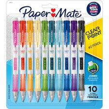 Clear Point Mechanical Pencil, 0.7 Mm, Hb (#2), Black Lead, Assorted Barrel Colors, 10/pack