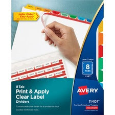 Print And Apply Index Maker Clear Label Dividers, 8-tab, Color Tabs, 11 X 8.5, White, Traditional Color Tabs, 1 Set