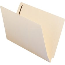 End Tab Fastener Folders With Reinforced Straight Tabs, 11-pt Manila, 2 Fasteners, Legal Size, Manila Exterior, 50/box