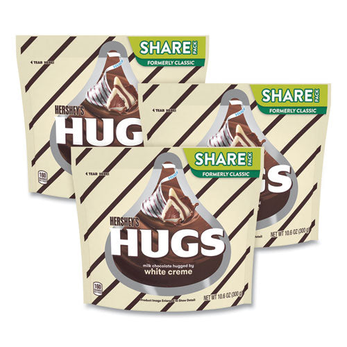 Hugs Candy, Milk Chocolate With White Creme, 1.6 Oz Bag, 3 Bags/pack, Ships In 1-3 Business Days