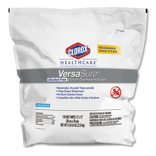 Versasure Cleaner Disinfectant Wipes, 1-ply, 12 X 12, White, 110/pouch
