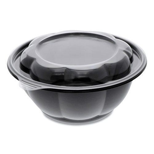 Roseware Bowl, 80 Oz, 9.75" Diameter X 9h", Black Base/clear Lid, Plastic, 252/carton