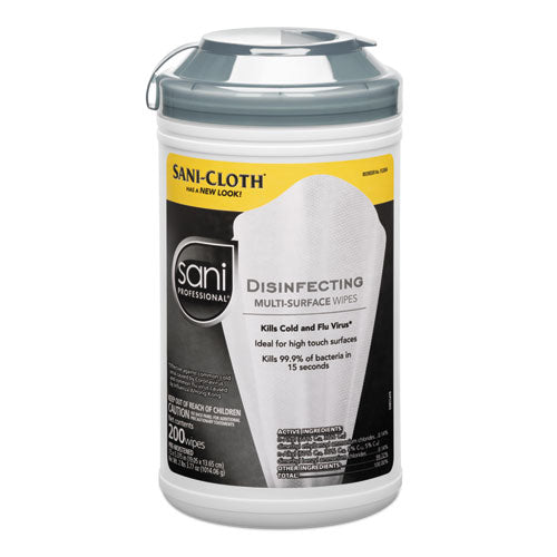 Disinfecting Multi-surface Wipes, 7.5 X 5.38, 200/canister, 6/carton