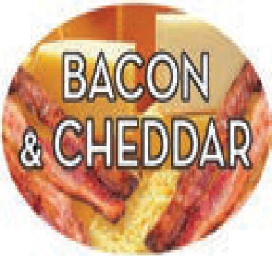 Label - Bacon & Cheddar 4 Color Process 1.25x2 In. Oval 500/rl