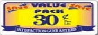 Label - Value Pack/Save 30¢ Per Lb Yellow/Red/Blue 2.2x3.6 In. 500/rl