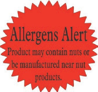 Label - Allergens Alert...may contain Black on Red 1.5x2.25 in. Burst 500/Roll