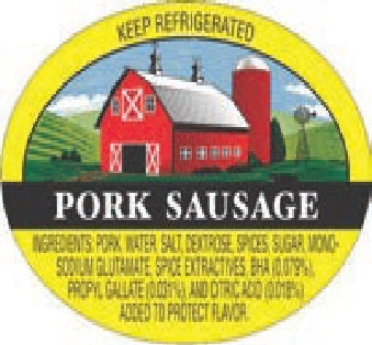 Label - Pork Sausage (w/ Witt's ingr) 4 color process 1.25x2 in. Oval 500/rl