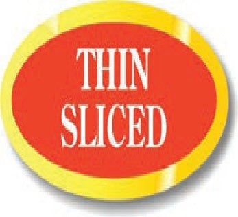 Label - Thin Sliced Red/White/Gold 0.843x1.9 in. Oval 500/Roll