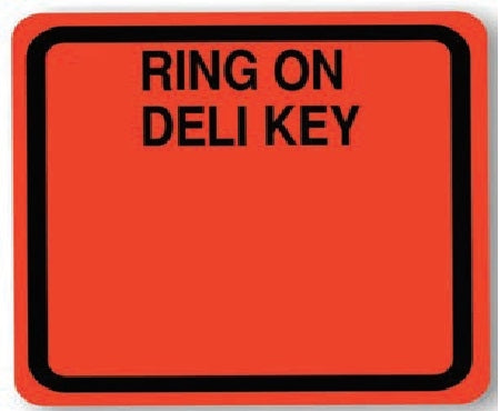 Label - Ring on Deli Key (write on) Black on Red 2x2 in. 500/Roll