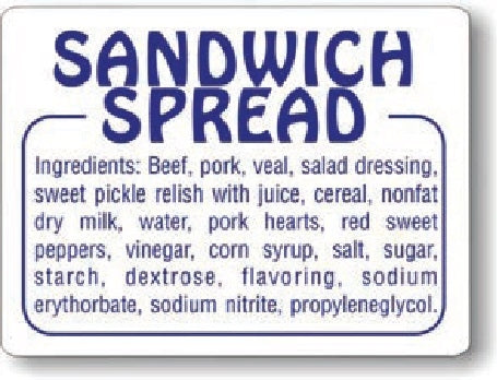 Label - Sandwich Spread w/ing Blue 1.5x2 in. 1M/Roll