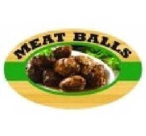 Label - Meat Balls 4 Color Process 1.25x2 In. Oval 500/rl