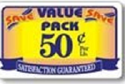 Label - Value Pack/Save 50¢ Per Lb Yellow/Red/Blue 2.2x3.6 In. 500/rl