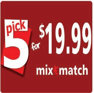 Label - Pick 5 for $19.99 Mix or Match Red/Red/Black 2x2 in. 500/Roll