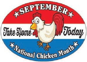 Label - National Chicken Month (September) 4 Color Process 1.25x2 In. Oval 500/rl