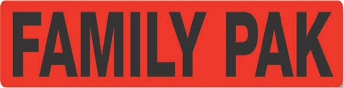 Label - Family Pak Black on Red 1.0x7.0 in. 500/Roll