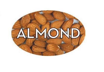 Label - Almond 4 color process 1.25x2 in. Oval 500/rl
