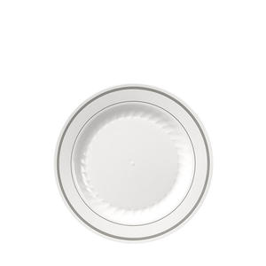 Masterpiece Plate White and Silver 6” 10/15/ct.