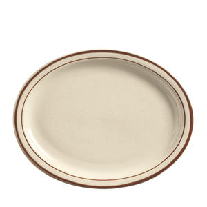 Desert Sand Platter Cream White with Brown Bands and Speckles 11 1/2" 1 dz./Case