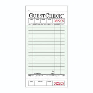 Guest Check Medium Green 50/50/ct.