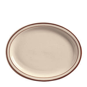 Desert Sand Platter Cream White with Brown Bands and Speckles 13 1/2" 1 dz./Case
