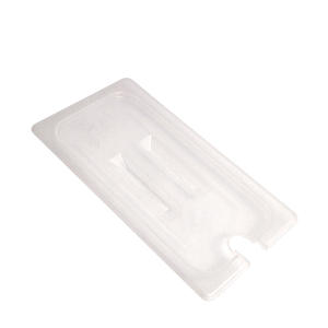 Food Pan Cover Third Size Notched with Handle Translucent 1/ea.