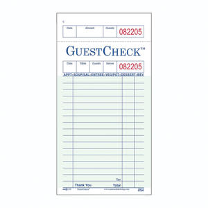 Guest Check Medium Green 50/100/ct.