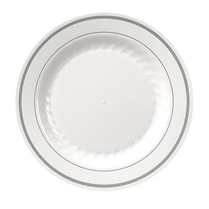 Masterpiece Plate White and Silver 10 1/4" 10/12/ct.