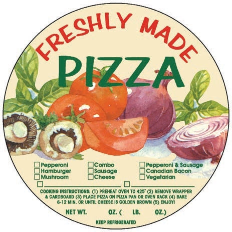 Label - Freshly Made Pizzacheck Off 4 Color Process 4.625 In. Circle 250roll