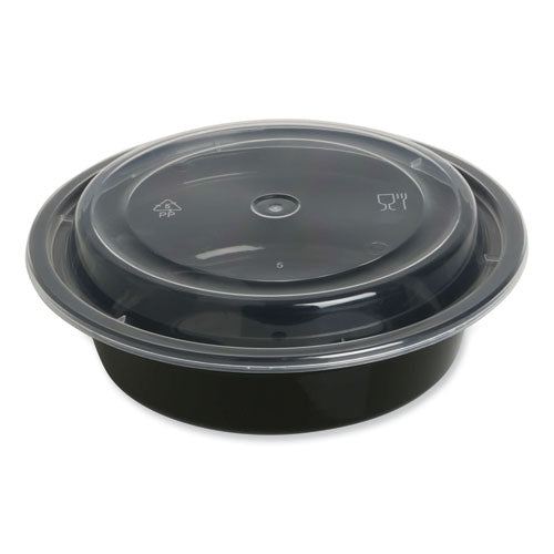 Food Container, 16 Oz, 6.29 X 6.29 X 1.96, Black/clear, Plastic, 150/carton