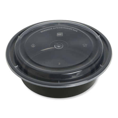 Food Container, 32 Oz, 7.28 X 7.28 X 2.55, Black/clear, Plastic, 150/carton