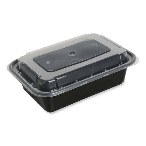 Food Container, 16 Oz, 7.48 X 5.03 X 2.04, Black/clear, Plastic, 150/carton