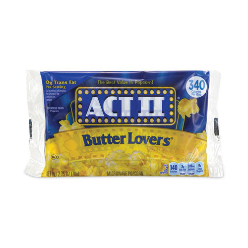 Butter Lovers Microwave Popcorn, 2.75 Oz Bag, 36/box, Ships In 1-3 Business Days