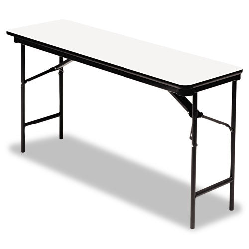 Officeworks Commercial Wood-laminate Folding Table, Rectangular Top, 72w X 18d X 29h, Gray/charcoal