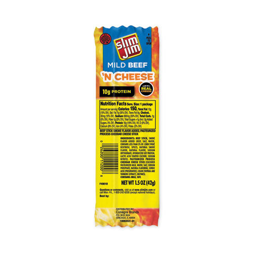 Beef And Cheese Meat Sticks, 1.5 Oz, 18/box, Ships In 1-3 Business Days
