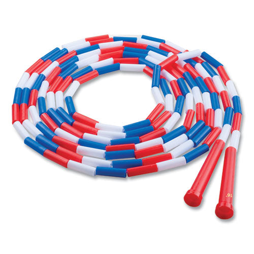 Segmented Plastic Jump Rope, 16 Ft, Red/blue/white