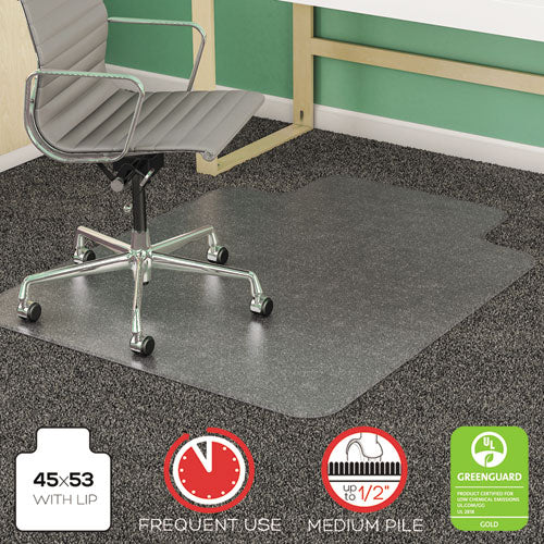 Supermat Frequent Use Chair Mat For Medium Pile Carpet, 45 X 53, Wide Lipped, Clear