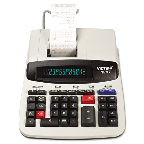 Victor® 1297 Two-color Commercial Printing Calculator, Black/red