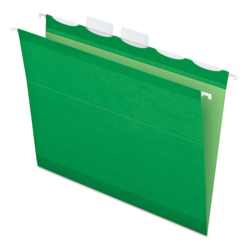 Ready-tab Colored Reinforced Hanging Folders, Letter Size, 1/5-cut Tabs, Bright Green, 25/box