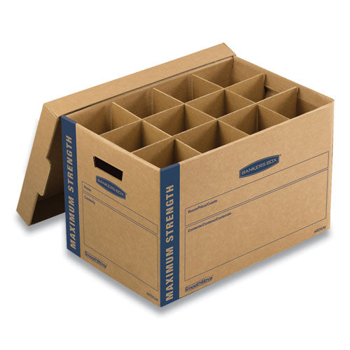 Smoothmove Kitchen Moving Kit With Dividers + Foam, Half Slotted Container (hsc), Medium, 12.25" X 18.5" X 12", Brown/blue