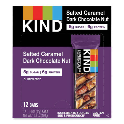 Nuts And Spices Bar, Salted Caramel And Dark Chocolate Nut, 1.4 Oz, 12/pack