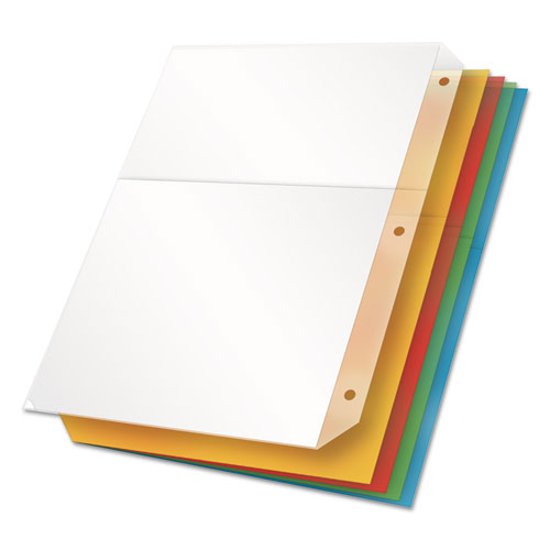 Poly Ring Binder Pockets, 8.5 X 11, Assorted Colors, 5/pack